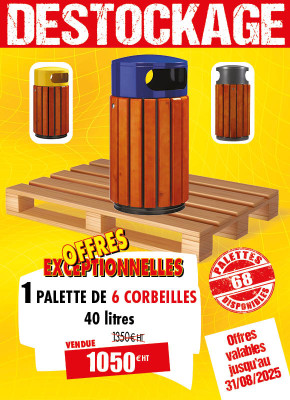 6 CORBEILLES DE VILLE BOIS MÉTAL 40 L