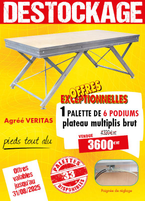 6 PODIUMS MODULABLES HAUTEUR VARIABLE 2 X 1 M