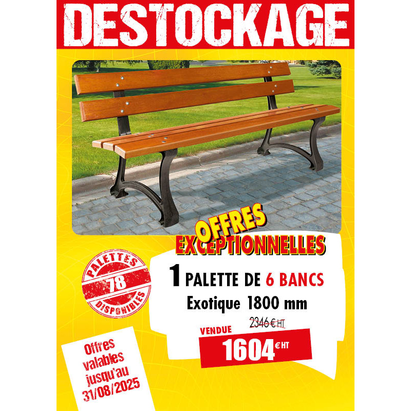 6 BANCS PUBLICS BOIS EXOTIQUE MALOU