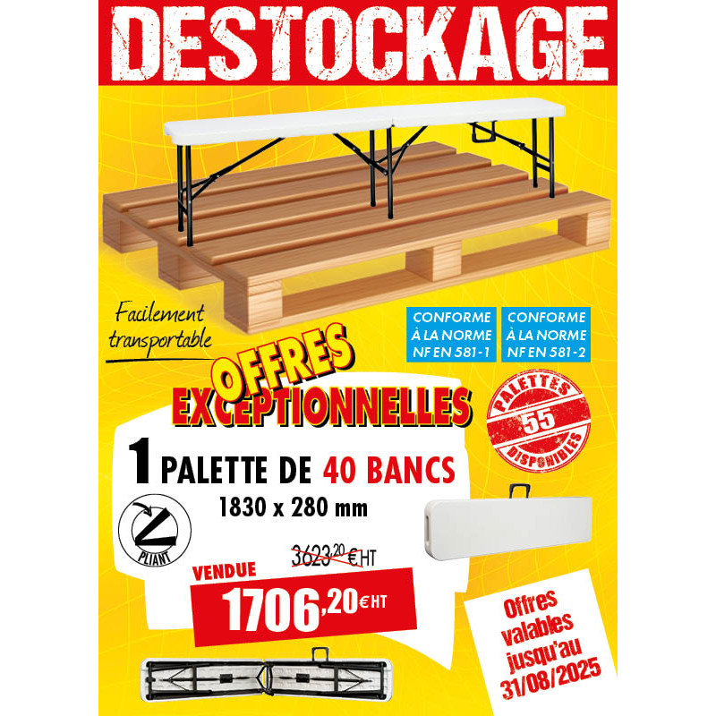 40 BANCS PLIANTS POLYÉTHYLÈNE