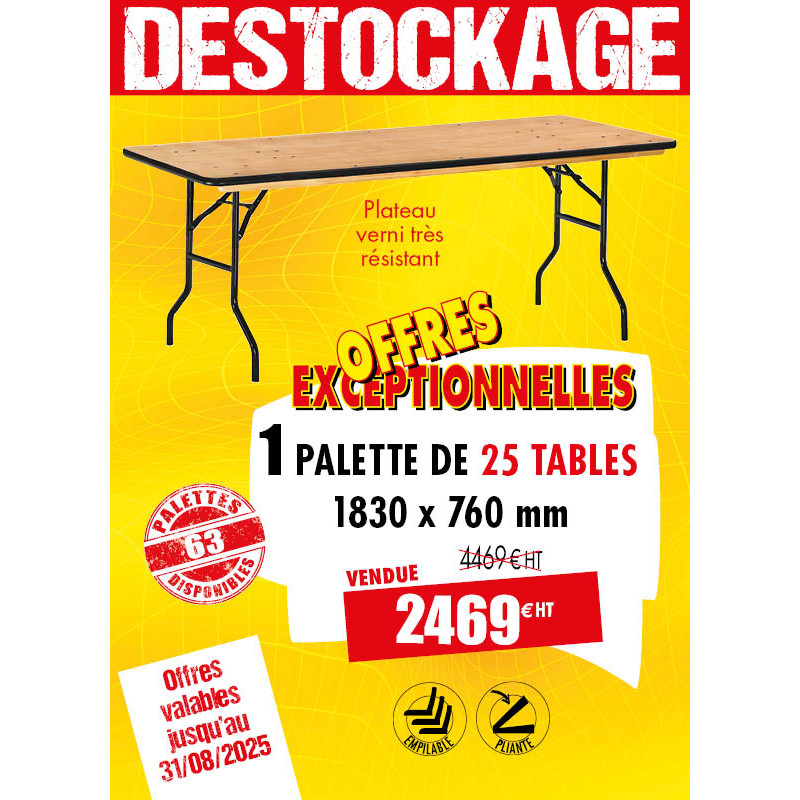25 TABLES PLIANTES MULTISERVICES