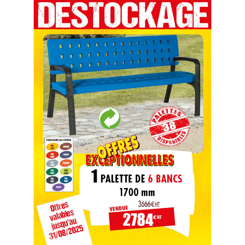 6 BANCS DE VILLE GAMME URBAINE POLYÉTHYLÈNE