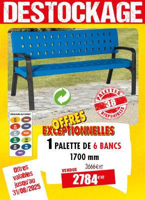 6 BANCS DE VILLE GAMME URBAINE POLYÉTHYLÈNE