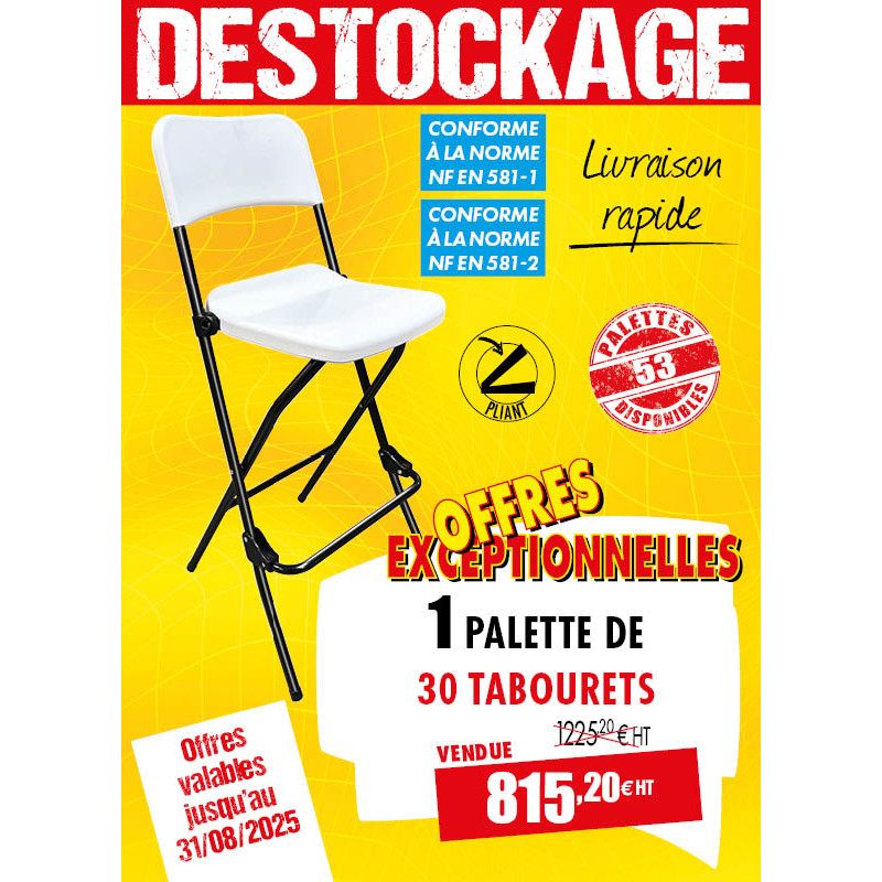 30 TABOURETS HAUTS BLANCS