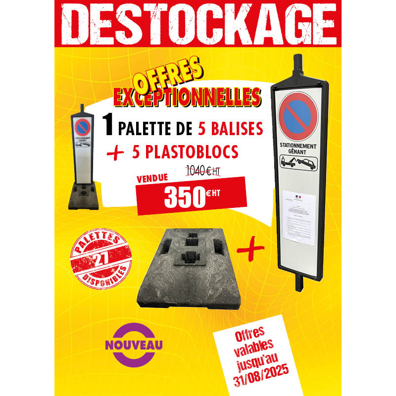 5 BALISES ANTI-STATIONNEMENT + 5 PLASTOBLOCS