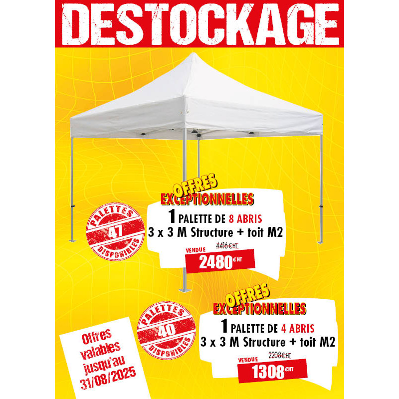 LOT DE 4 OU 8 ABRIS FESTIFS 300 X 300 CM