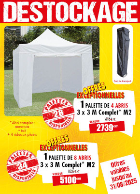 LOT DE 4 OU 8 ABRIS FESTIFS COMPLETS 300 X 300 CM