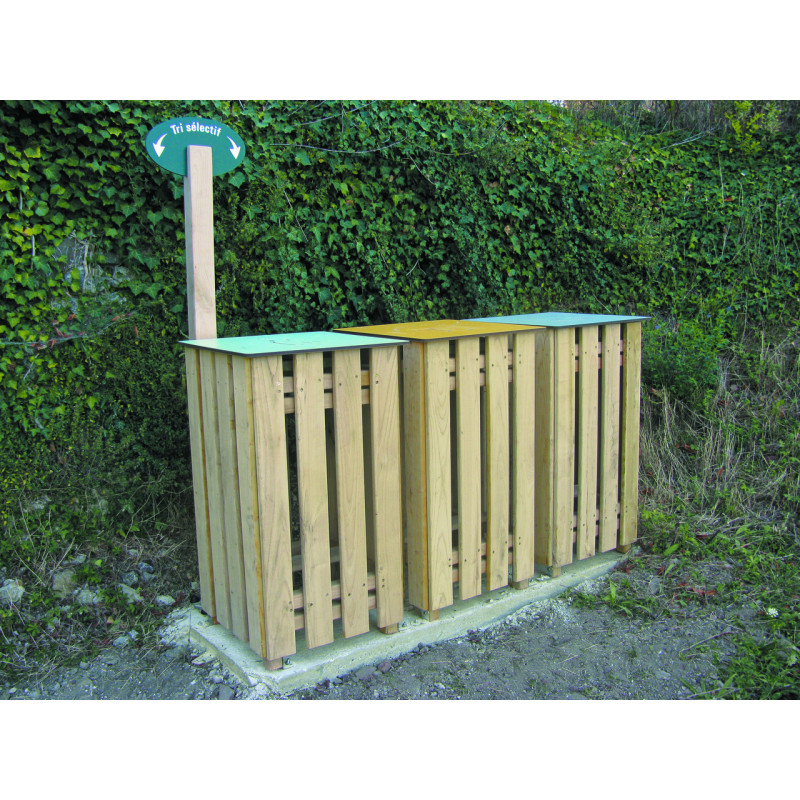 CORBEILLE TRI SÉLECTIF BOIS 2 X 100 L ET 3 X 100 L