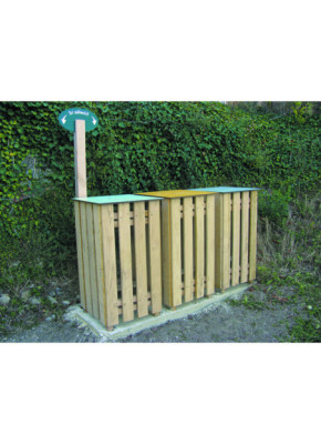 CORBEILLE TRI SÉLECTIF BOIS 2 X 100 L ET 3 X 100 L
