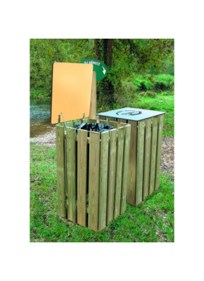CORBEILLE TRI SÉLECTIF BOIS 2 X 100 L ET 3 X 100 L