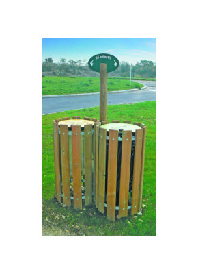 CORBEILLE TRI SÉLECTIF BOIS 2 X 100 L ET 3 X 100 L