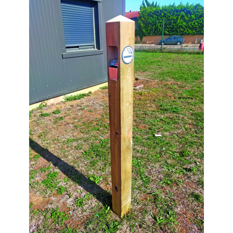 BORNE CENDRIER BOIS EXTÉRIEUR