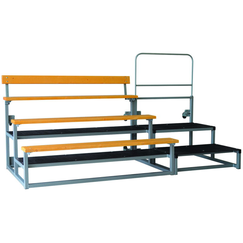 1 tribune 3 rangs + 1 escalier 3 rangs + 1 garde-corps