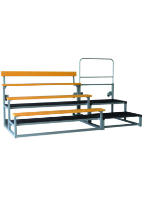 1 tribune 3 rangs + 1 escalier 3 rangs + 1 garde-corps
