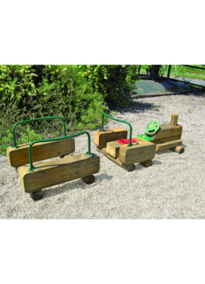 STRUCTURE DE JEUX BOIS TRACTEUR ET REMORQUE