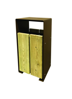 CORBEILLE PUBLIQUE ACIER ET BOIS TAULO 60 L