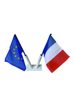 Porte-drapeaux Ø 26 mm oblique 2 mâts