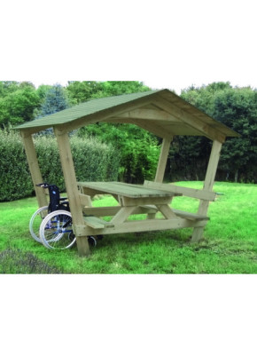 TABLE PIQUE-NIQUE PARASOL PMR* AVEC TOIT