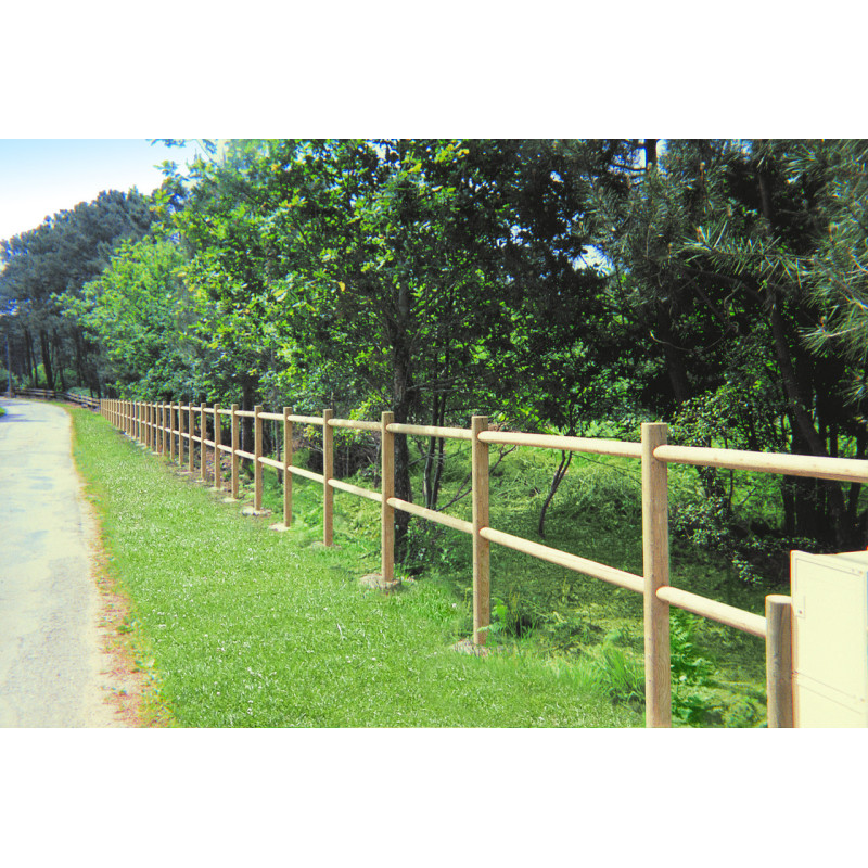 CLÔTURE BOIS BARRIÈRE DOUBLE LISSE