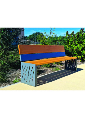 Banc dossier 1 lame acier et 1 lame bois, piètement acier