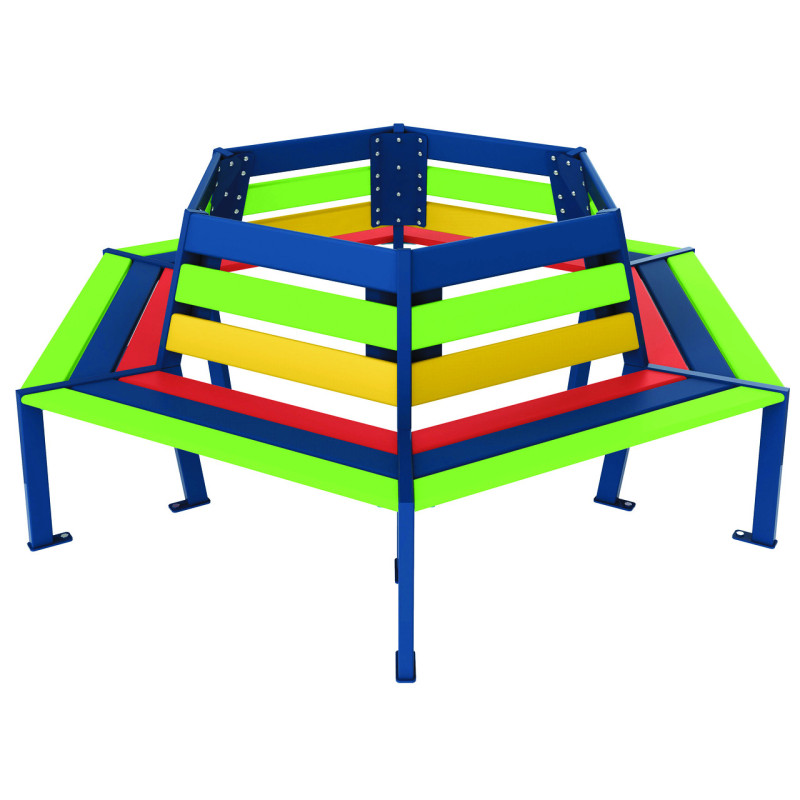 BANC TOUR D'ARBRE ENFANT ARC-EN-CIEL