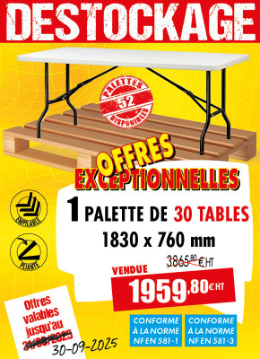 30 TABLES POLYÉTHYLÈNE 1830 MM