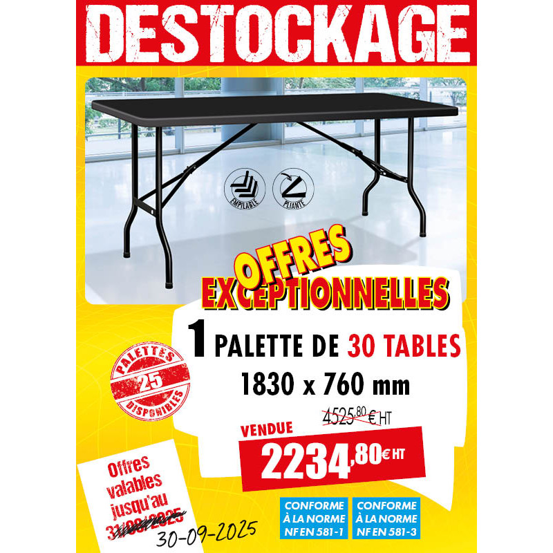 30 TABLES POLYÉTHYLÈNE NOIRES