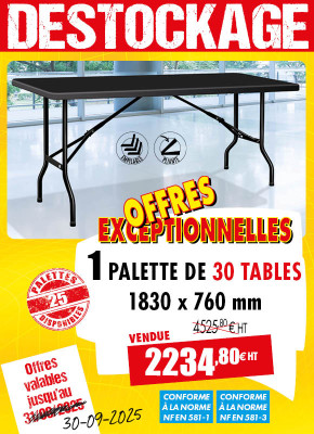 30 TABLES POLYÉTHYLÈNE NOIRES