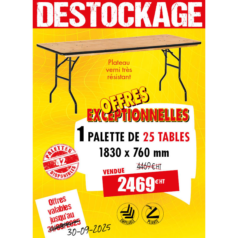 25 TABLES PLIANTES MULTISERVICES