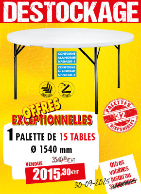 15 TABLES POLYÉTHYLÈNE RONDES Ø 1540 MM