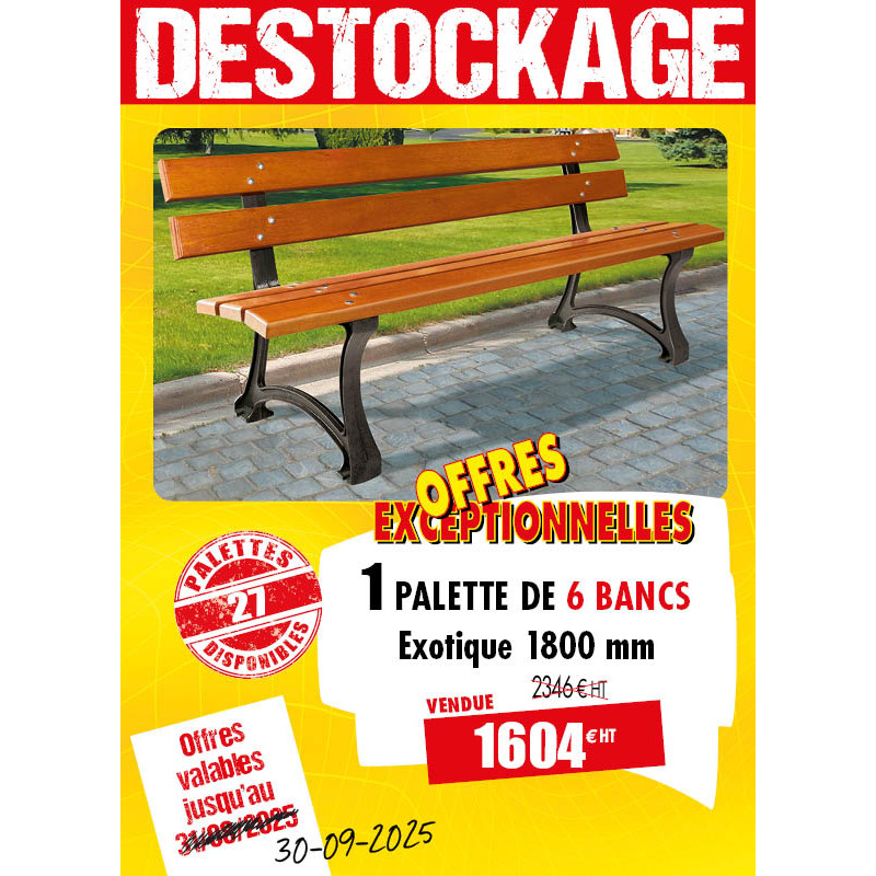 6 BANCS PUBLICS BOIS EXOTIQUE MALOU