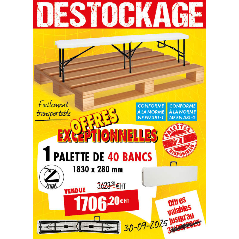 40 BANCS PLIANTS POLYÉTHYLÈNE