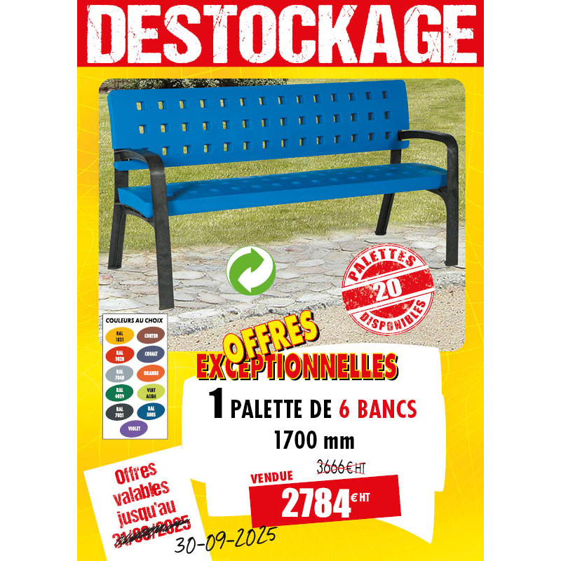 6 BANCS DE VILLE GAMME URBAINE POLYÉTHYLÈNE