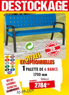 6 BANCS DE VILLE GAMME URBAINE POLYÉTHYLÈNE
