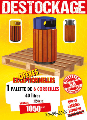 6 CORBEILLES DE VILLE BOIS MÉTAL 40 L