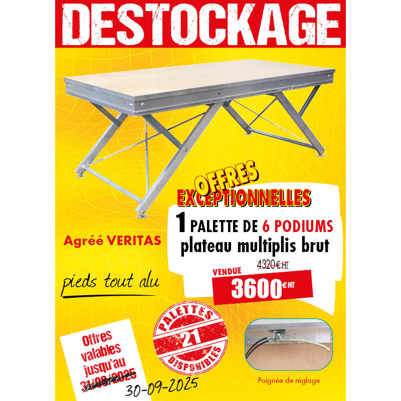 6 PODIUMS MODULABLES HAUTEUR VARIABLE 2 X 1 M